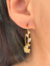 Gold CZ Leaf Hoop Earring