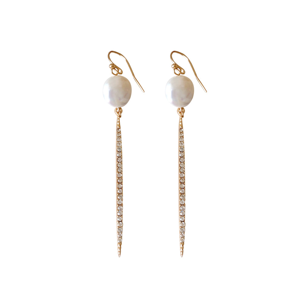 Ibiza Pearl and Gold Crystal Earring