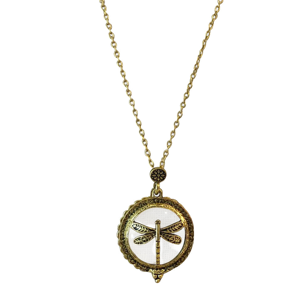The Fast Flash!  Antique Gold Dragonfly Necklace