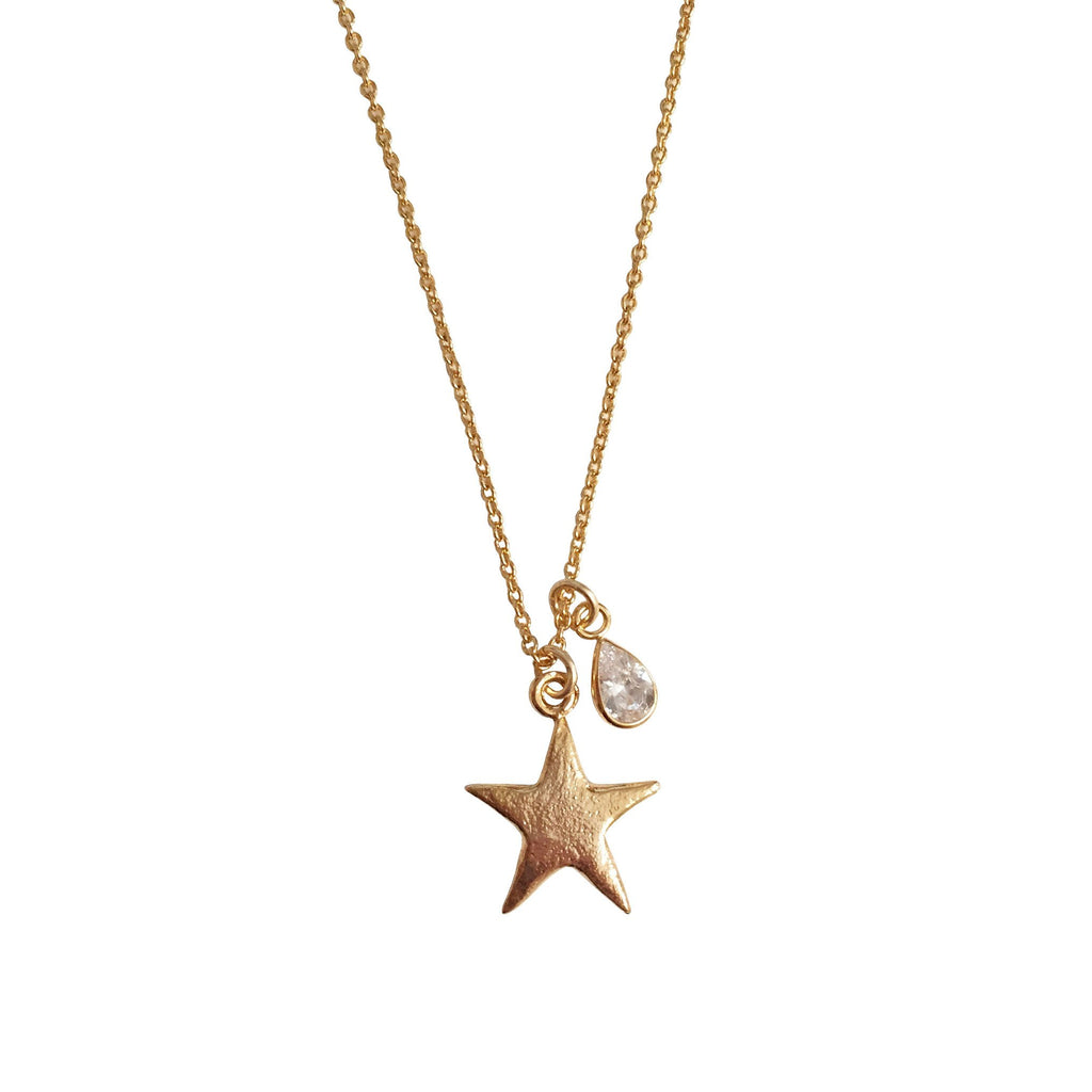 Star Necklace with CZ Drop