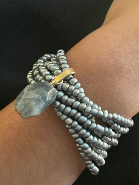 Matte Silver Bead Stack