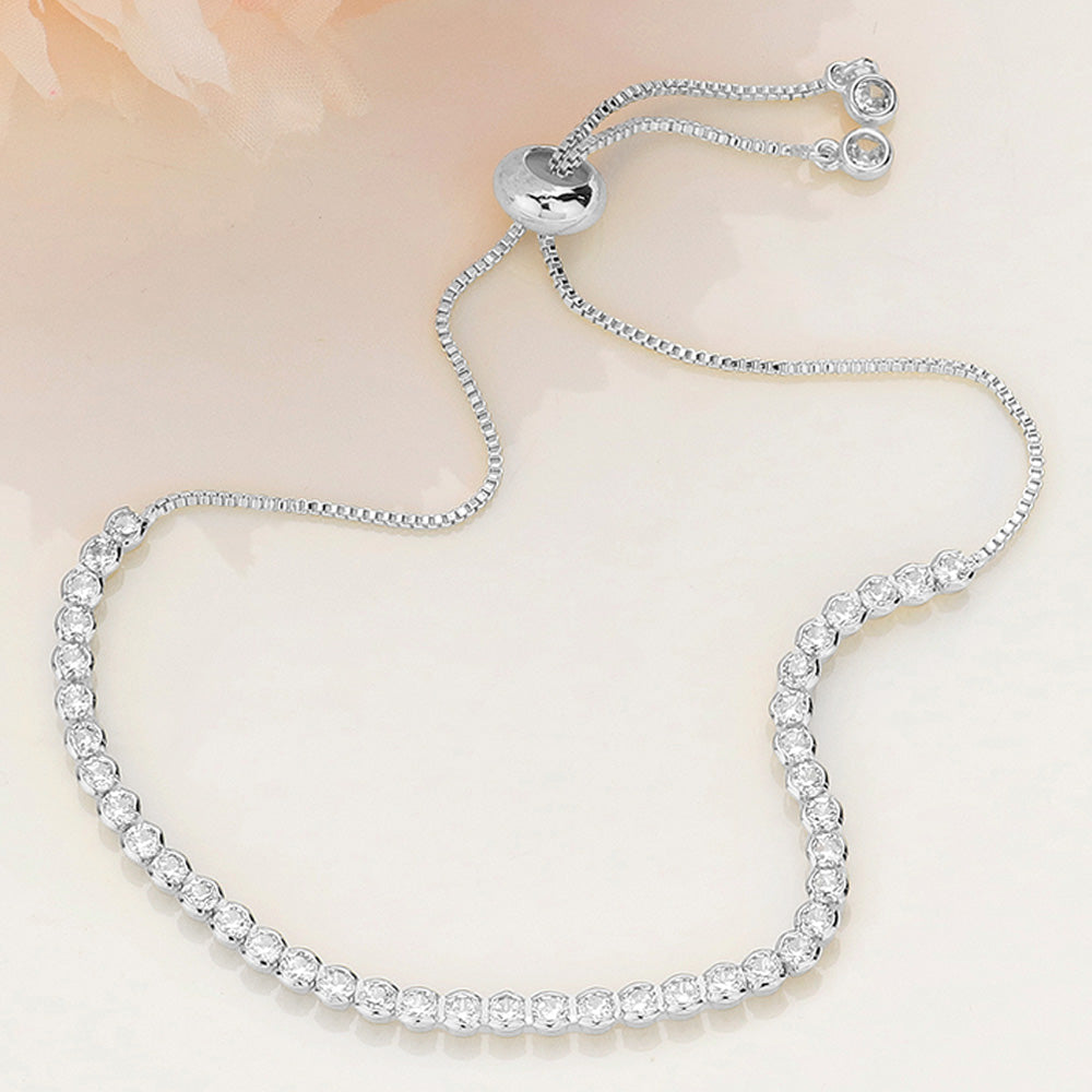 CZ Adjustable Pull Tie Bracelet