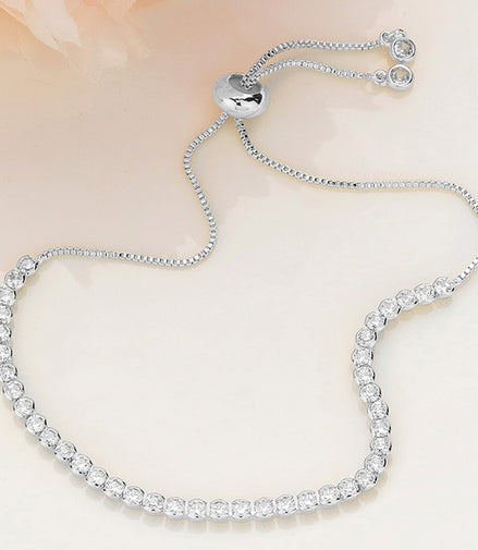CZ Adjustable Pull Tie Bracelet