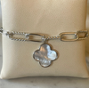 Mother of Pearl Chain Bracelet-White Gold