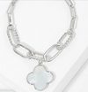 Mother of Pearl Chain Bracelet-White Gold