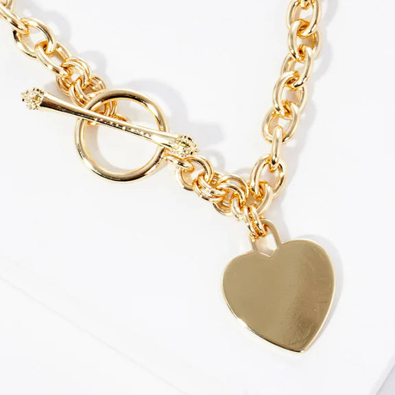 Toggle Chain with Heart-Gold