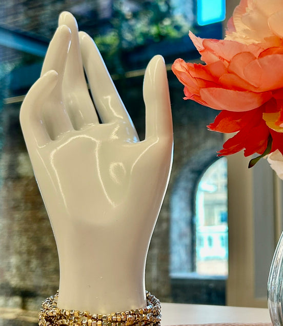 9 pc Cut Bead Stretch Bracelet- Gold/Silver