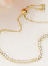 CZ Bezel Adjustable Pull Tie Bracelet-Gold