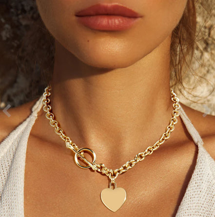 Toggle Chain with Heart-Gold