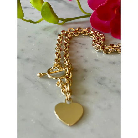 Toggle Chain with Heart-Gold