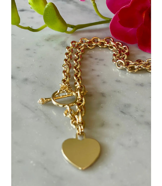 Toggle Chain with Heart-Gold