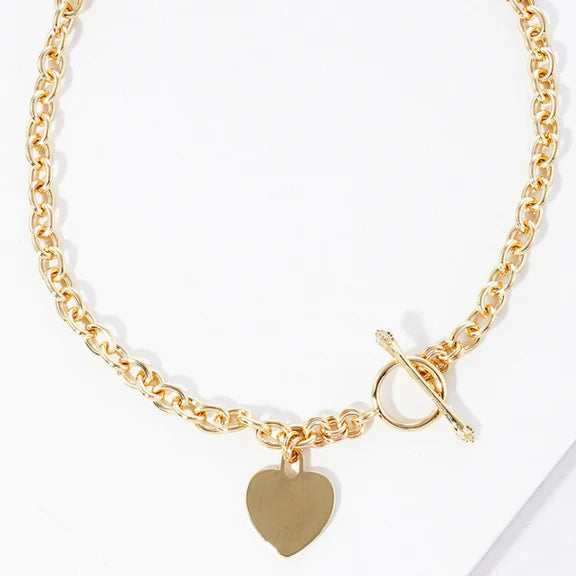 Toggle Chain with Heart-Gold