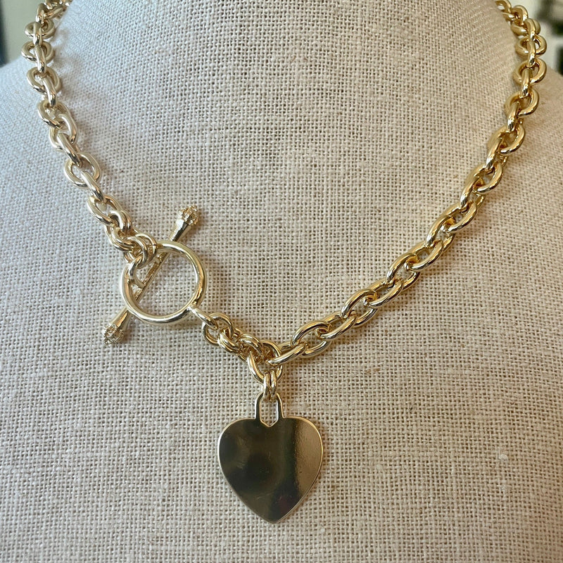 Toggle Chain with Heart-Gold