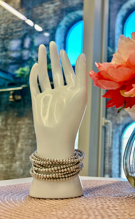 10 Piece Stretch Bracelet Set-Silver