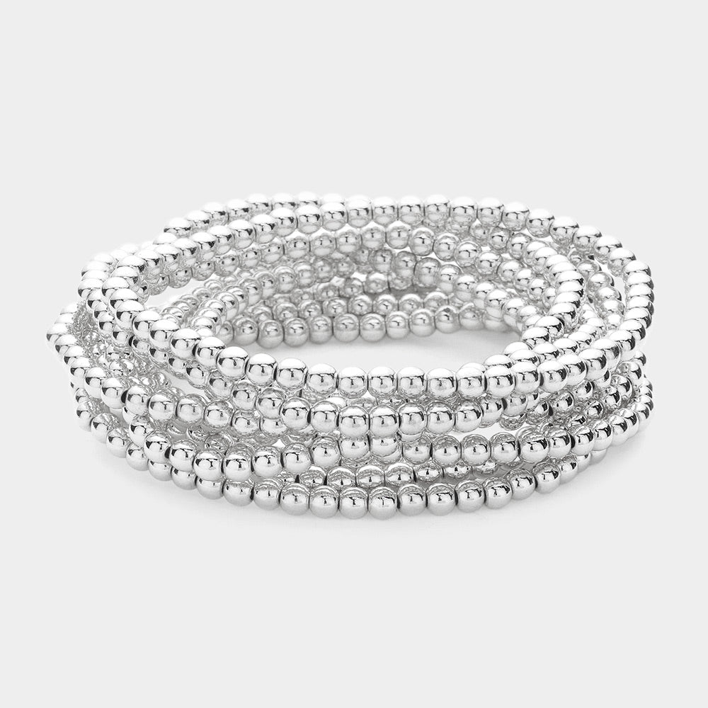 10 Piece Stretch Bracelet Set-Silver