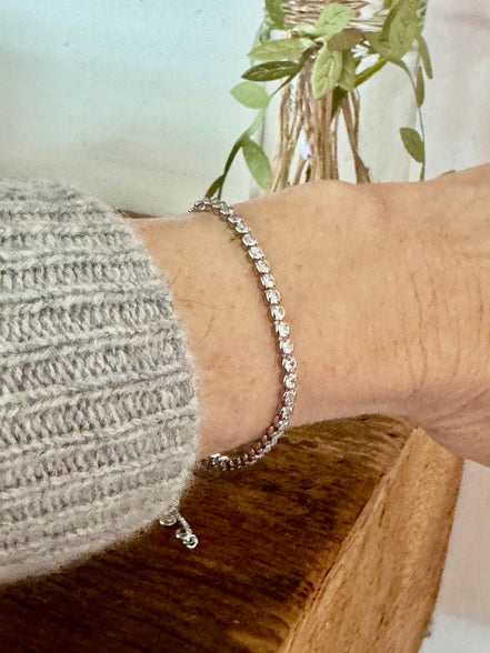 CZ Adjustable Pull Tie Bracelet