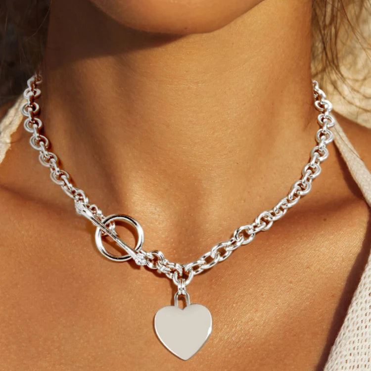 Heart on Toggle Chain-White Gold