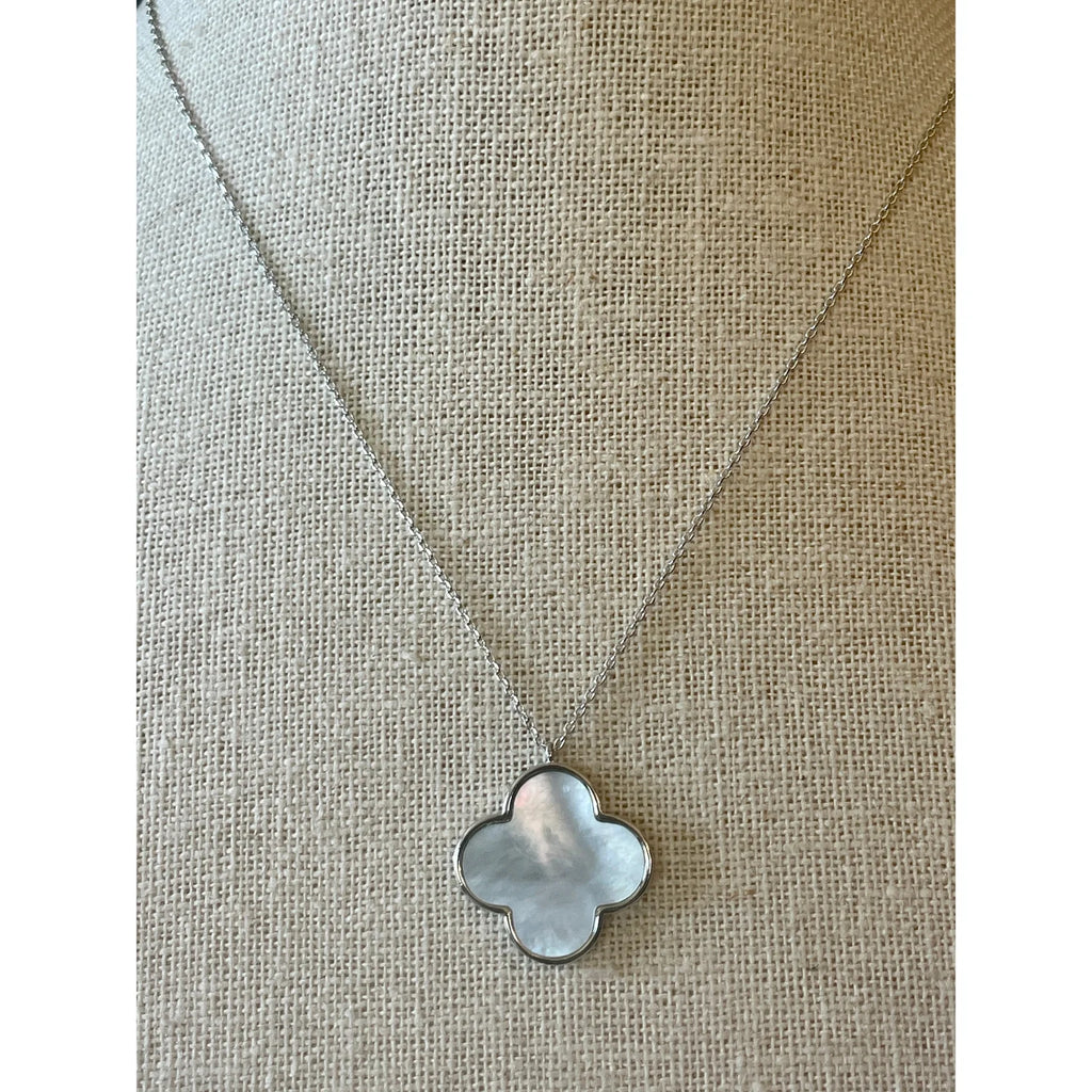 Mother of Pearl Clover on Fine Chain-White Gold
