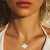 Mother of Pearl Clover on Fine Chain-White Gold
