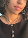 Holiday-Pear Clover Charcoal Crystal Necklace