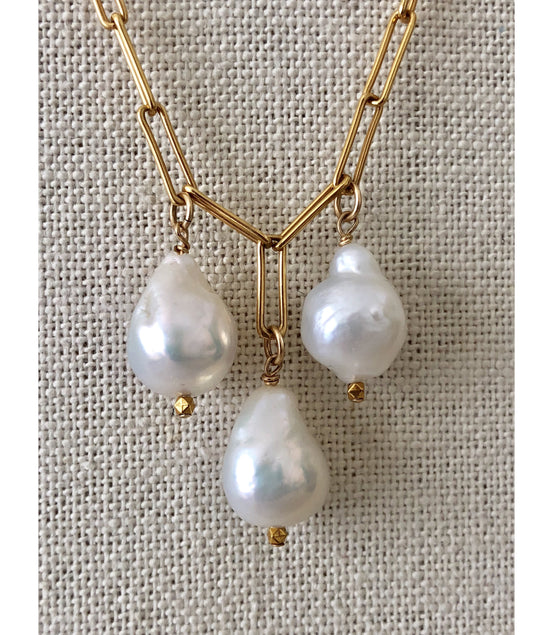 Triple Baroque Pearl Necklace