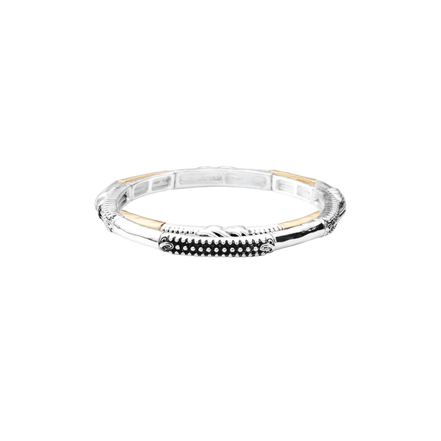 Mini Stretch Bead Bangle-Silver