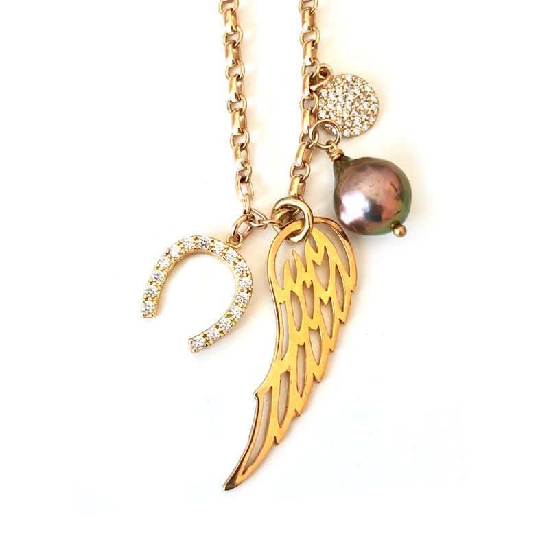 Angel Wing Cluster Necklace
