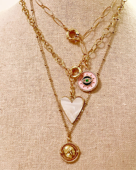 Coin Pendant with Crystals