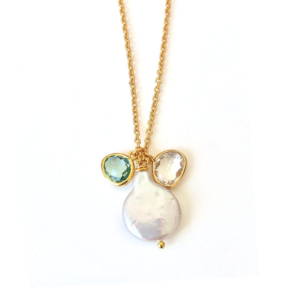 Coin Pearl Cluster Necklace