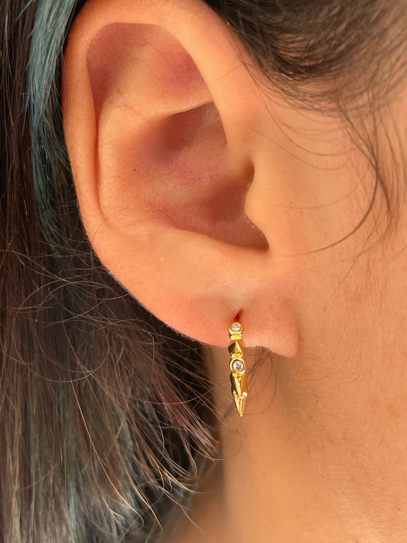 Gold CZ Spike Stud Earring