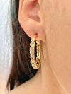 Gold Bezel Set CZ Hoop Earring