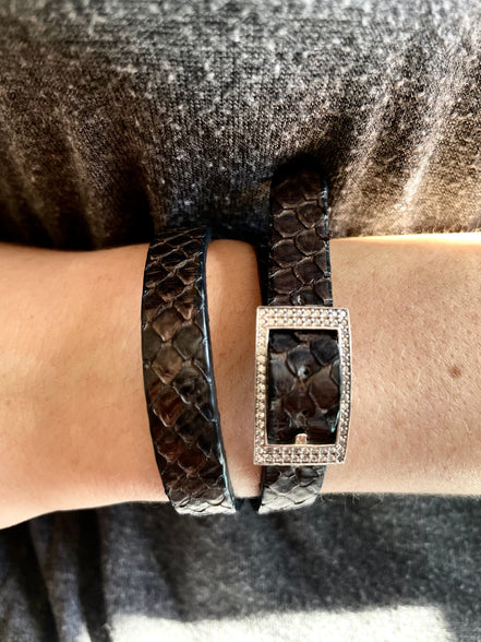 Croc Wrap Bracelet with Crystal Buckle
