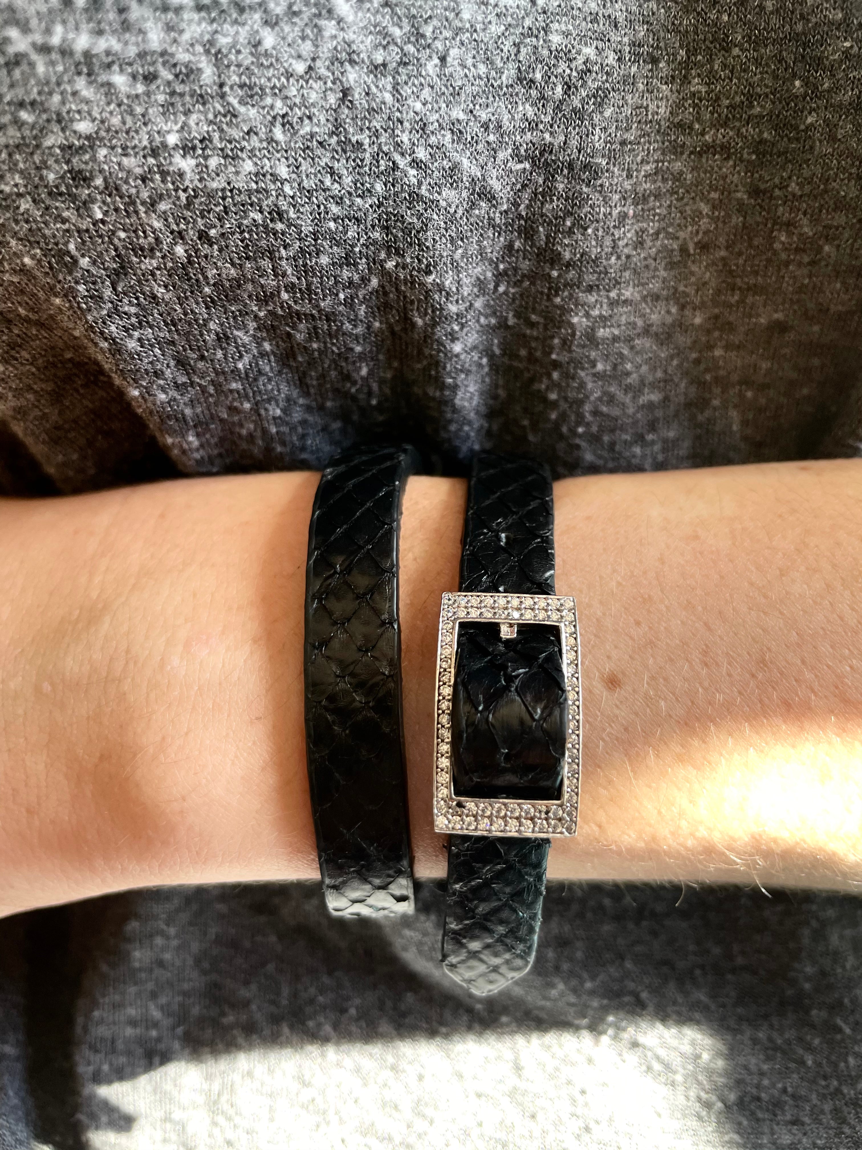 Croc Wrap Bracelet with Crystal Buckle