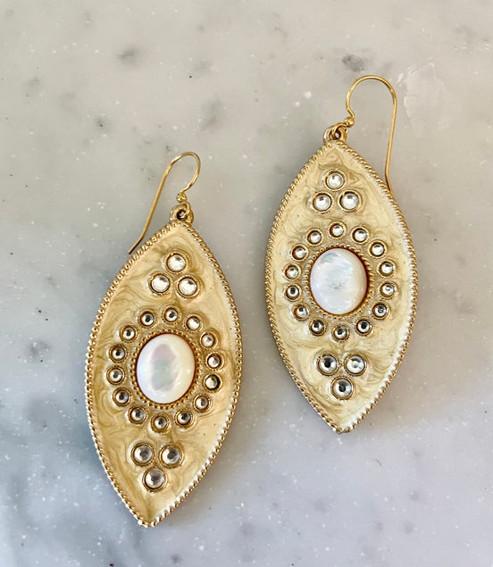 Ivory Enamel Marquis Earrings