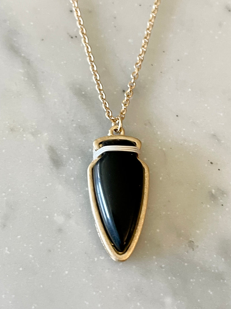 Arrowhead Stone Necklace-Jet Black