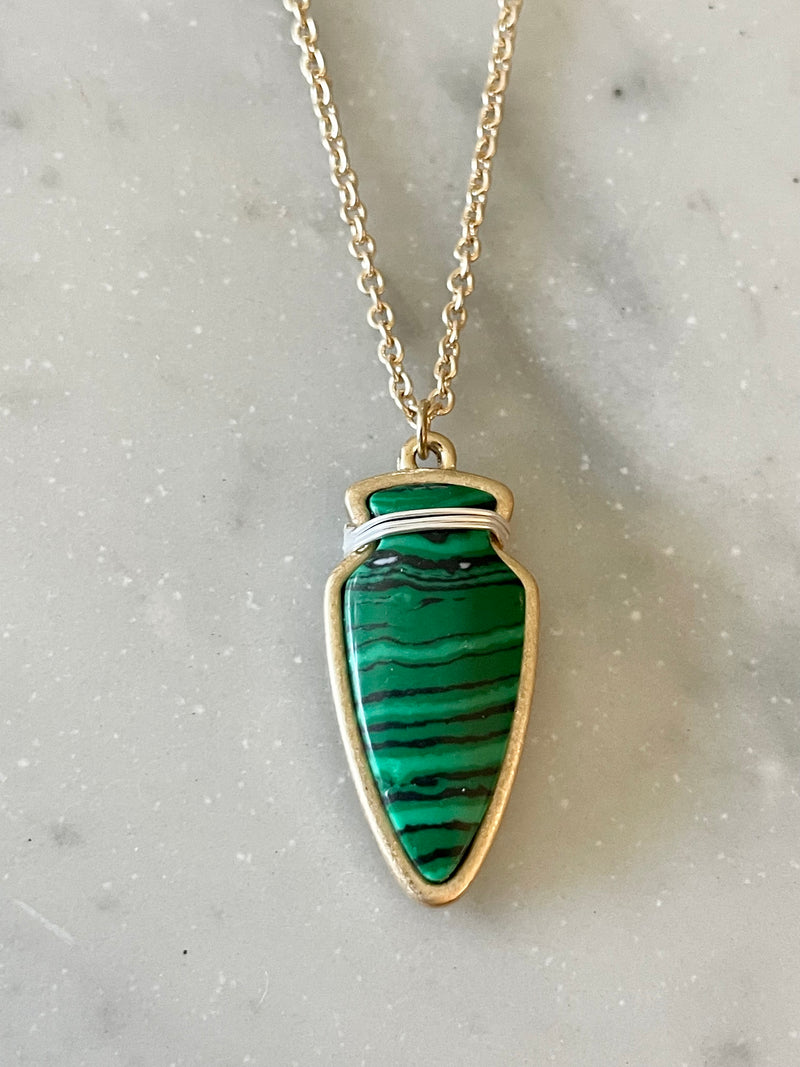 Arrowhead Stone Necklace-Green Malachite – www.lisastewartonline.com