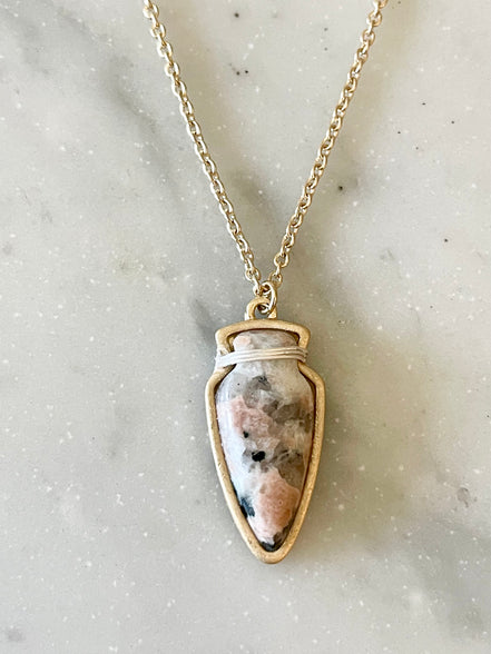 Arrowhead Stone Necklace-Ivory Fleck