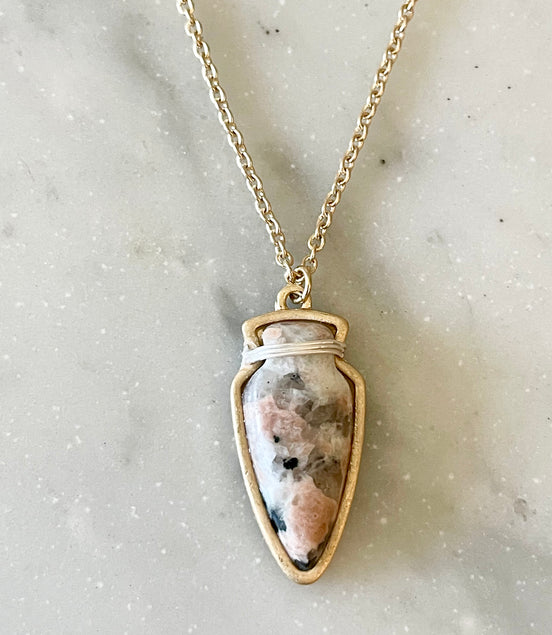 Arrowhead Stone Necklace-Ivory Fleck