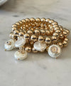 Gold Bead Stack with Coin Pearl Drops