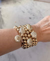 Gold Bead Stack with Coin Pearl Drops