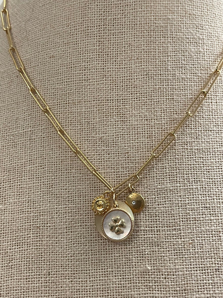 Mother of Pearl Clover Cluster Necklace