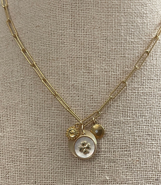 Mother of Pearl Clover Cluster Necklace