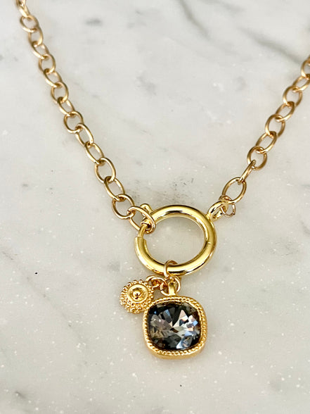 Swarovski Cushion Cut Cluster Necklace