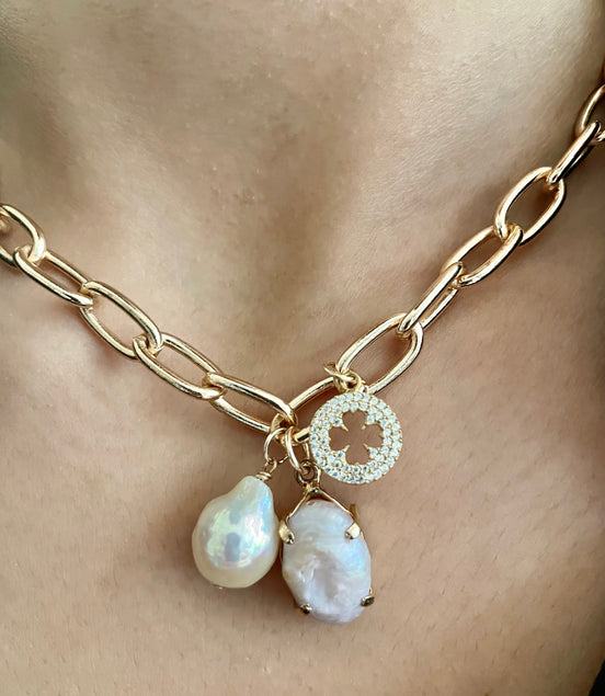 Chunky Pearl Cluster Necklace