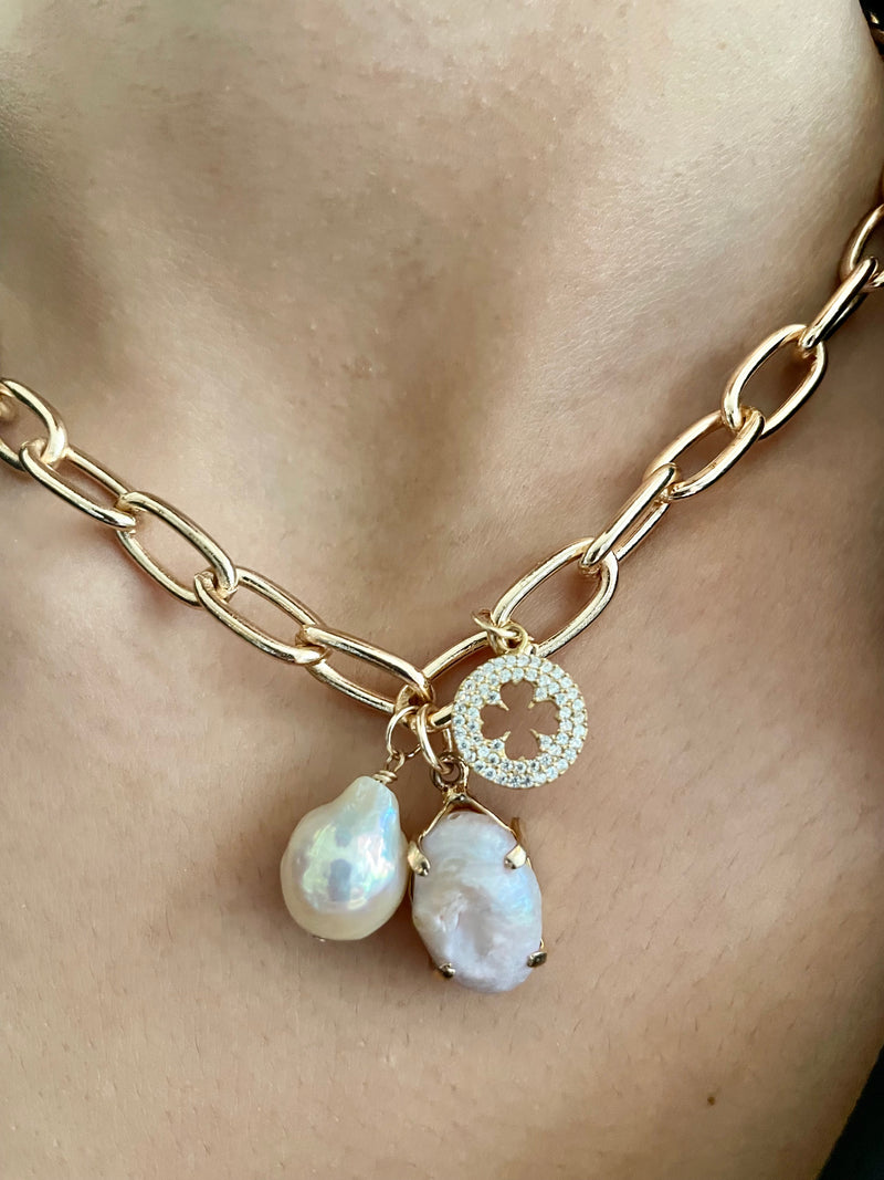 Chunky Pearl Cluster Necklace