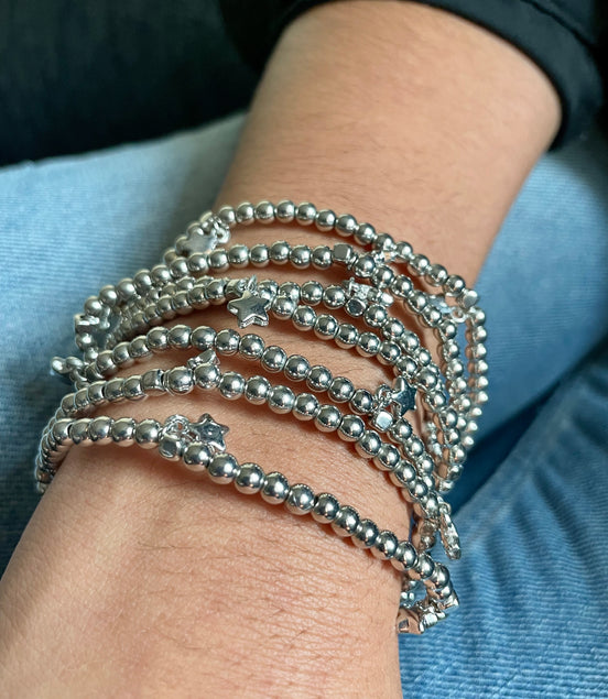Starry Beads Stack-Silver