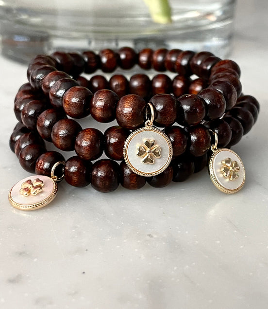 Clover/Mother of Pearl Prayer Bead Bracelet