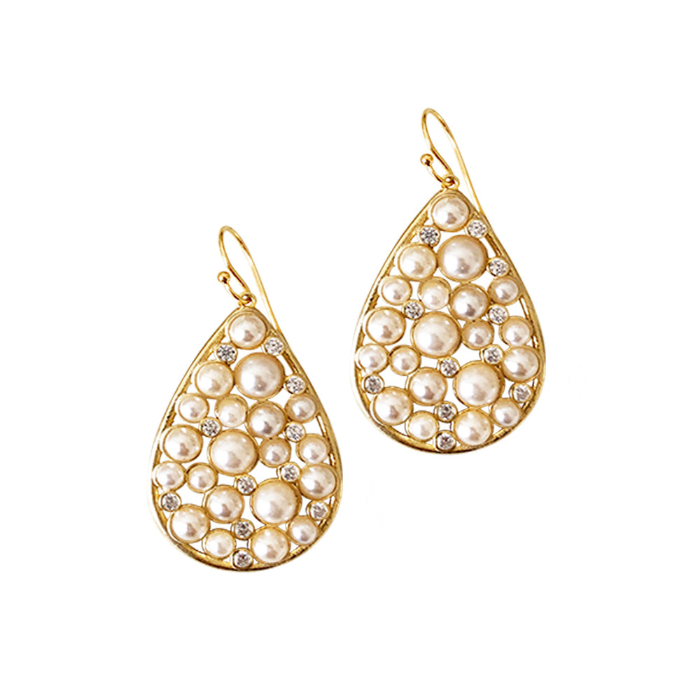 Pearl and Crystal Pear Drop Earring