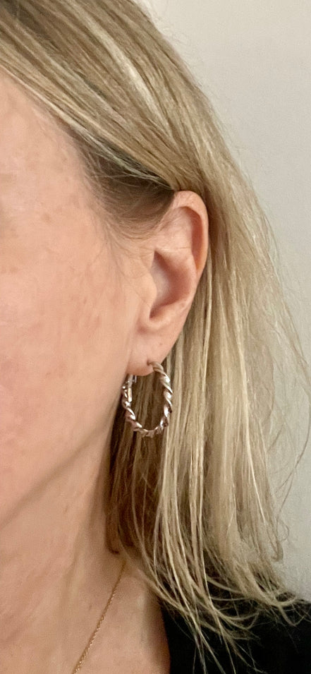 Twist Hoop Set-Rhodium