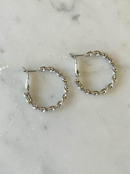 Twist Hoop Set-Rhodium